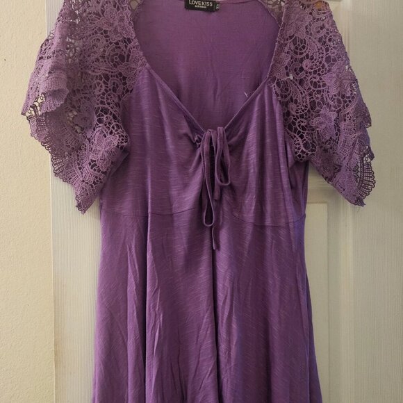 Love kiss boho shark bite hem purple tunic Hippie Witchy Whimsigoth blouse XXL - Picture 1 of 6